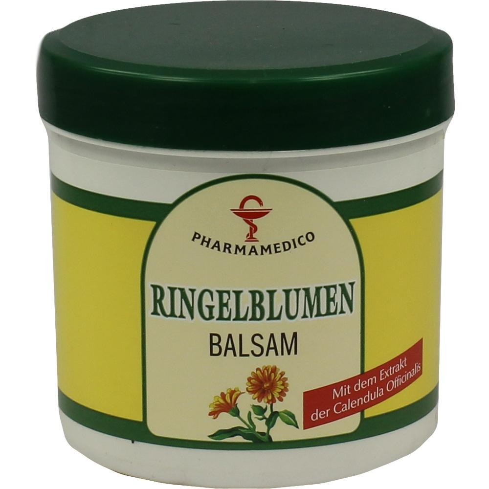 Dose mit Ringelblumenbalsam und gelbem Etikett.